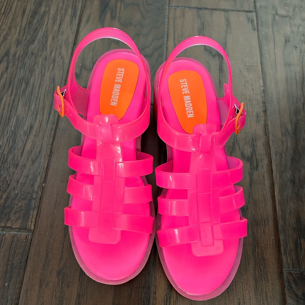 Steve Madden Hot Pink Platform Jelly Sandals